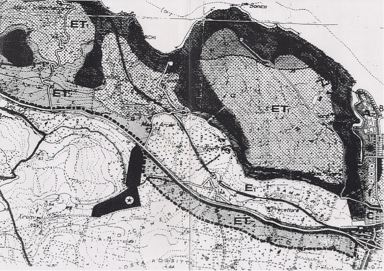 Planimetria catastale dell'area, zone ET1 ed E1